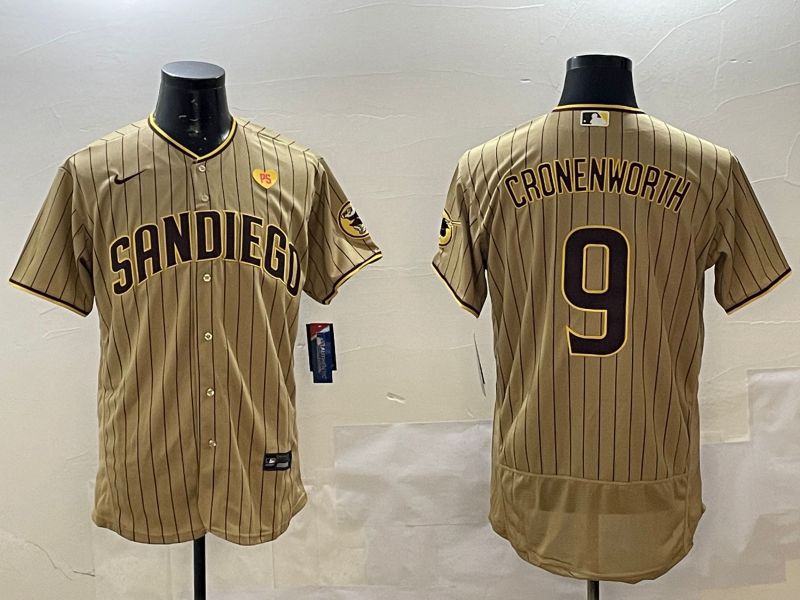 Men San Diego Padres #9 Cronenworth Brown Stripe Elite 2025 Nike MLB Jersey style 6->san diego padres->MLB Jersey